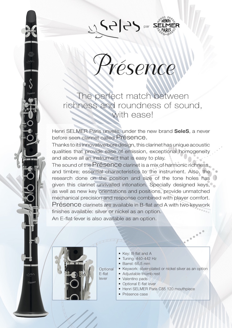 Selmer (Paris) Presence Bb Clarinet - By Seles, Professional
